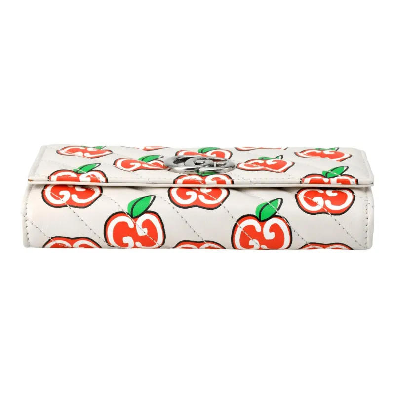 GUCCI GG Marmont Leather Wallet Large Size Women's White-2