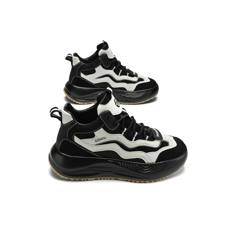 GONGLANGSHIJIA Cushioning Height Increasing Lightweight Mid Top Chunky Sneakers Men's-12