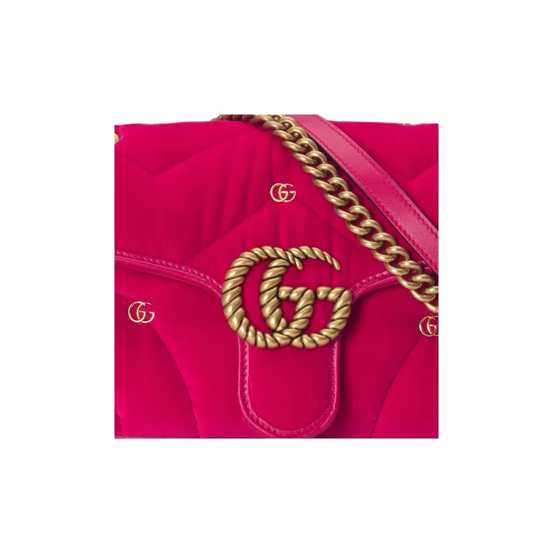 GUCCI GG Marmont Velvet Crossbody Bag Shoulder Bag Small Size Women's Dark Pink-8
