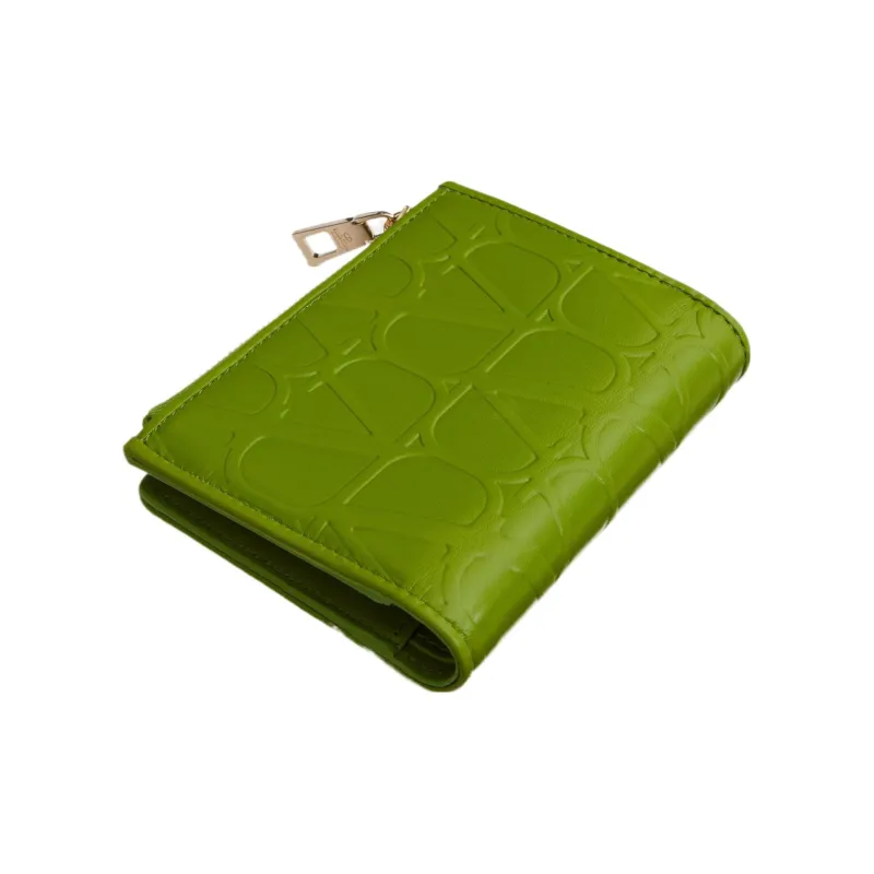Valentino GARAVANI Leather Printed Pattern Calfskin Wallet Women's Yellow Green-2