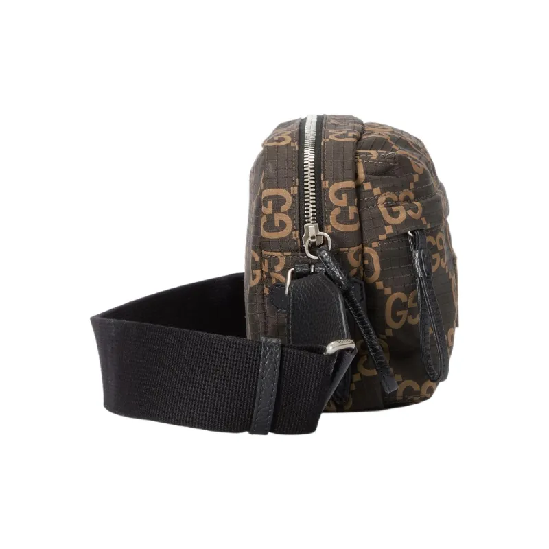 GUCCI Recycled Polyester Shoulder Bag, Crossbody Bag Medium Size Men's Ebony & Beige-4
