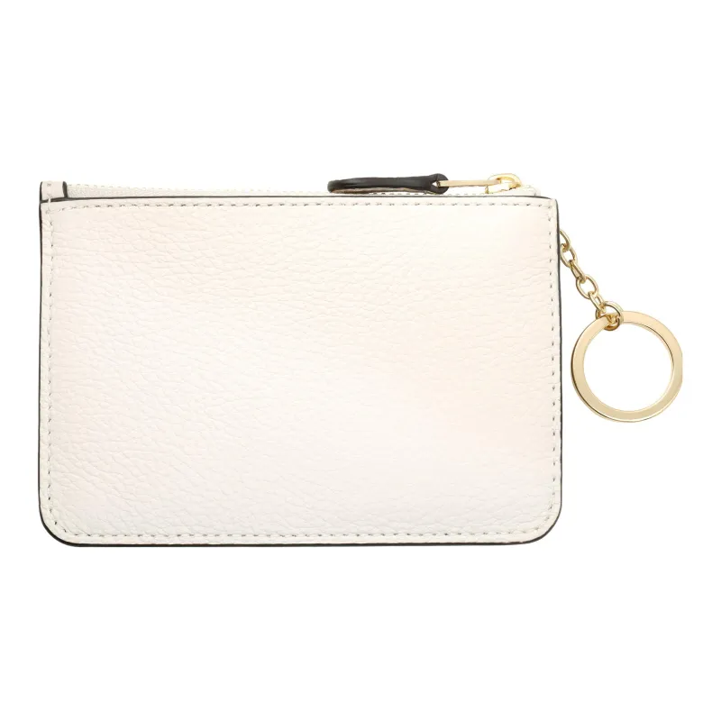 COACH Key Case High Quality Pebbled Leather Card Holder Wallet Regular Women's White-2