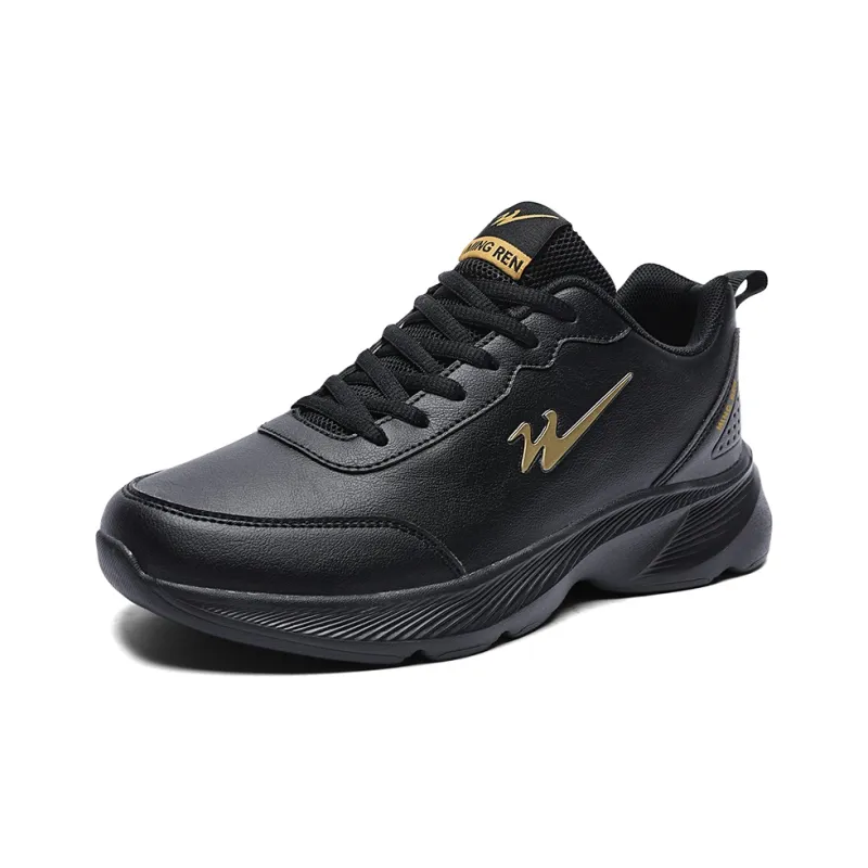 Binary Low Top Running Shoes Men's Black Gold-1