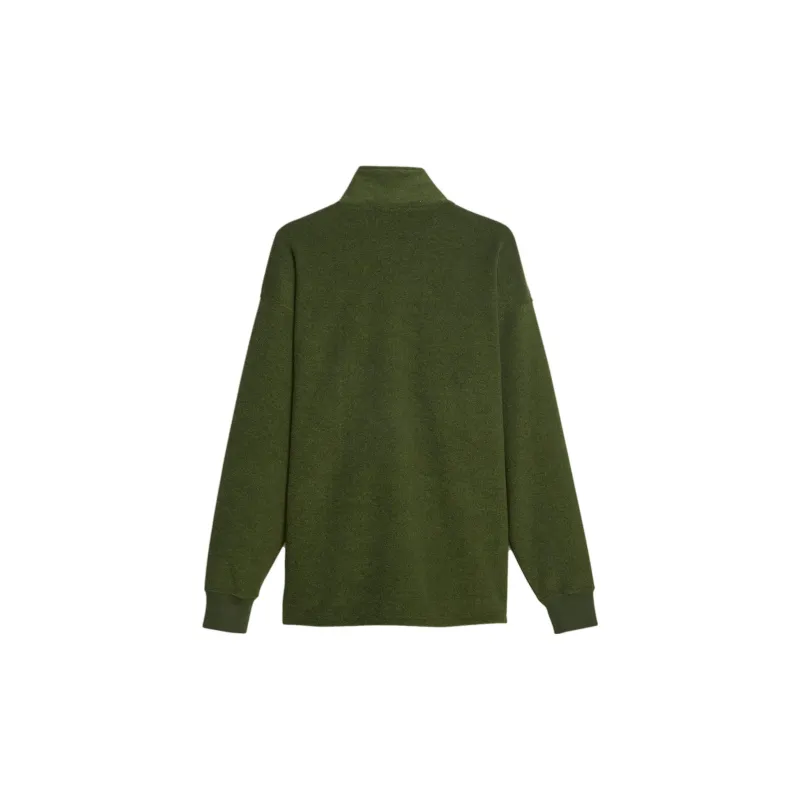PUMA CLASSICS Men's Fleece Quarter-Zip Sweatshirt Men's Green-1
