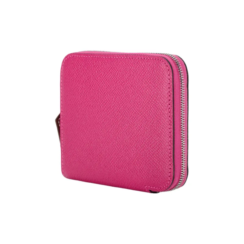 HERMES Silk'In Epson With Barenia Calfskin Wallet Women's Raspberry Red/Mint Green-1