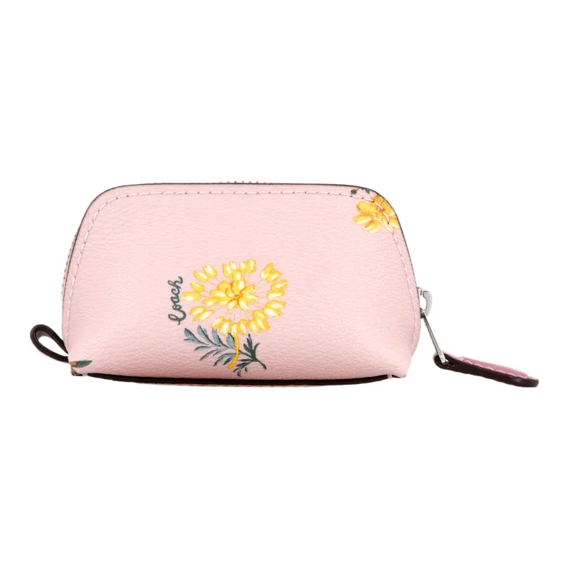 COACH Canvas With Leather Clutch Wrist Bag, Makeup Bag Mini Women's Pink-2