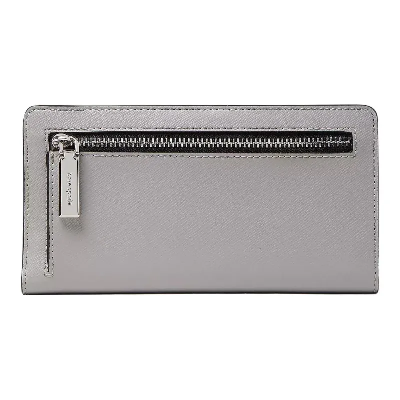 Kate Spade Staci Leather Wallet Large Size Women's Raincloud Gray Multicolor-1