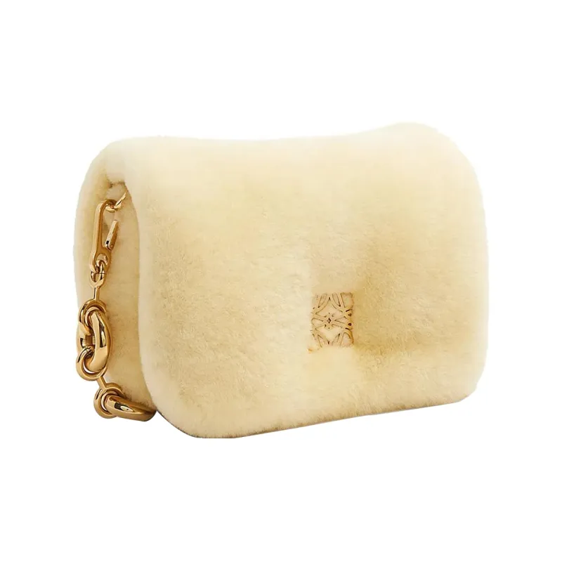 LOEWE Goya Sheared Wool Shoulder Bag Crossbody Bag Mini Women's Vanilla Yellow-1