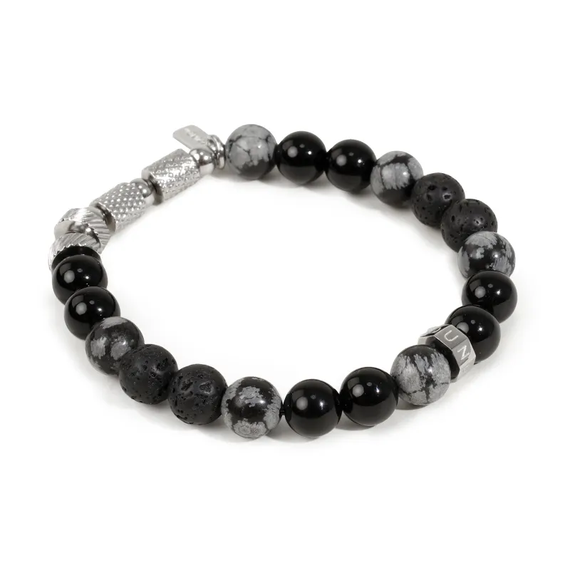 FOUNDIN Snowflake Stone Volcanic Stone Titanium Steel Bracelets Unisex-2