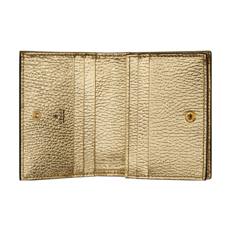 GUCCI GG Marmont Canvas With Leather Card Holder Regular Women's Gold & Brown-4