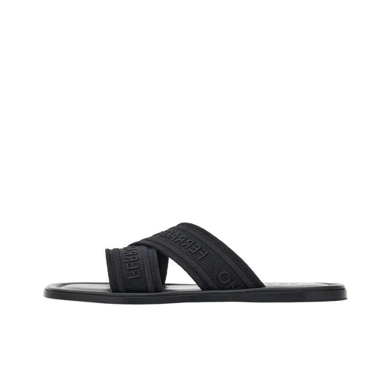 FERRAGAMO Logo-print Slip-on Style Slides-0
