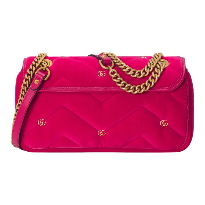 GUCCI GG Marmont Velvet Crossbody Bag Shoulder Bag Small Size Women's Dark Pink-3