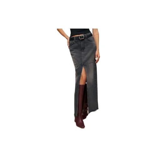 Reformation Denim Long Skirts Women's Liman Color