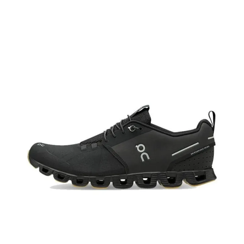 On Cloud Terry Durable Breathable Low Top Running Shoes Men's Black-0