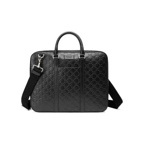 GUCCI Cow Leather Briefcase Shoulder Bag Crossbody Bag Handbag Men's Black