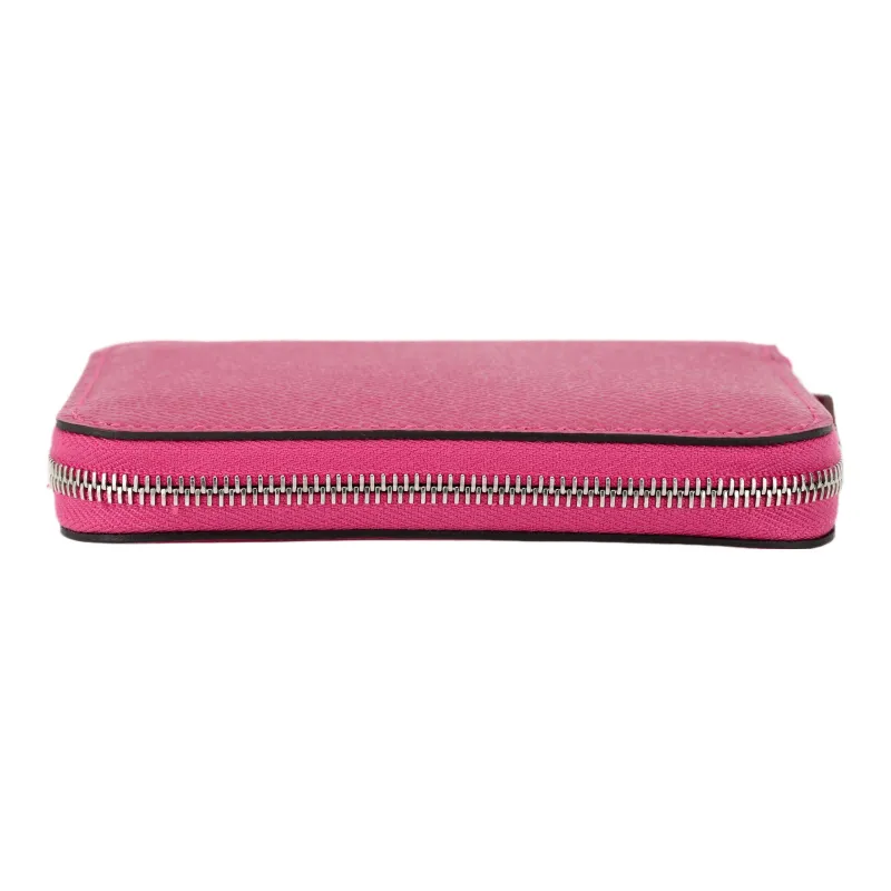 HERMES Silk'In Epson With Barenia Calfskin Wallet Women's Raspberry Red/Mint Green-3