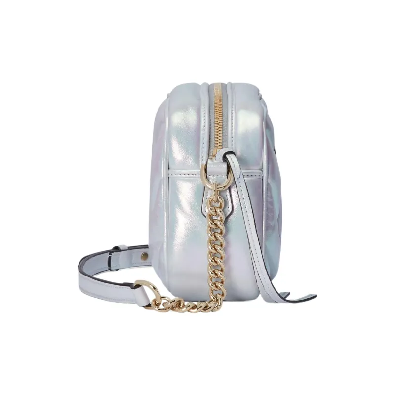 GUCCI GG Marmont Leather Crossbody Bag, Shoulder Bag Women's Blue Rainbow-4