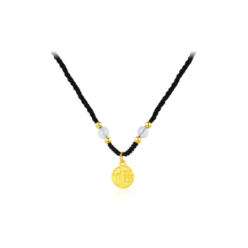 HOLLY RYAN Agate New Chinese Style Fu Brand Woven Rope Necklace Unisex