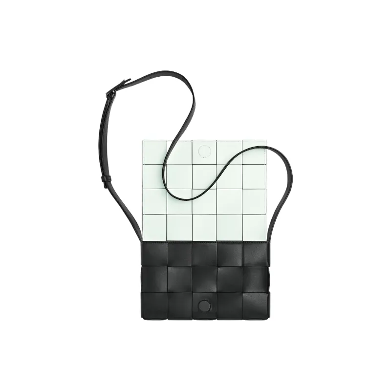 Bottega Veneta CASSETTE Cow Leather Shoulder Bag, Crossbody Bag Medium Size Men's Stone Gray & Glacier Blue-3