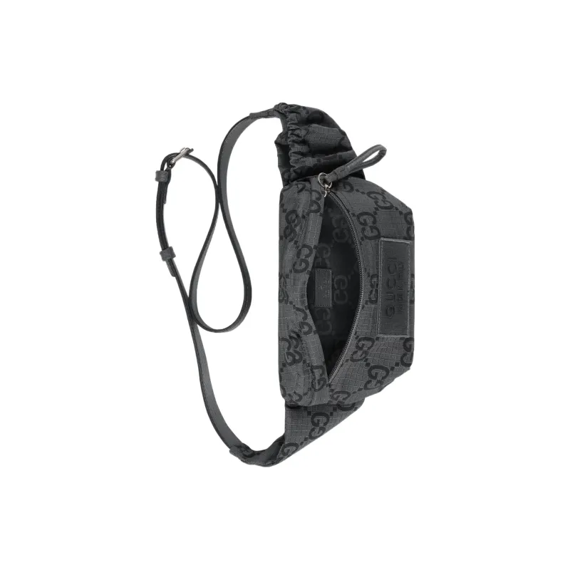GUCCI Recycled Polyester Fanny Pack Large Size Men's Gray & Black-5