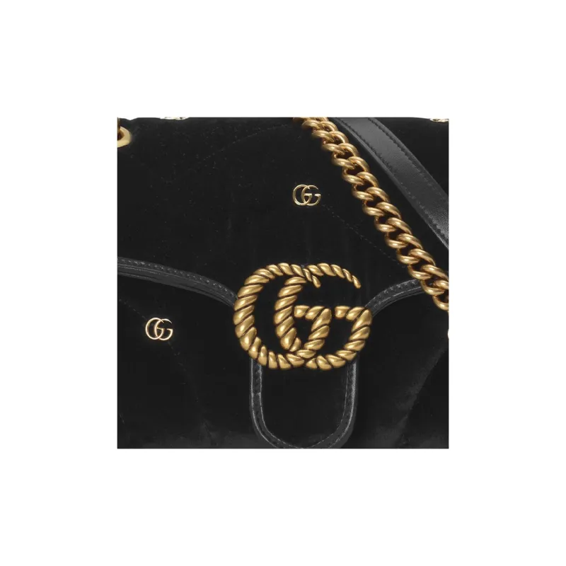 GUCCI GG Marmont Velvet Crossbody Bag Shoulder Bag Women's Black-7