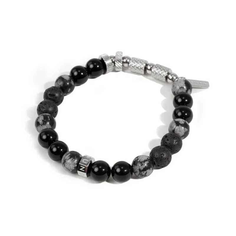 FOUNDIN Snowflake Stone Volcanic Stone Titanium Steel Bracelets Unisex-1