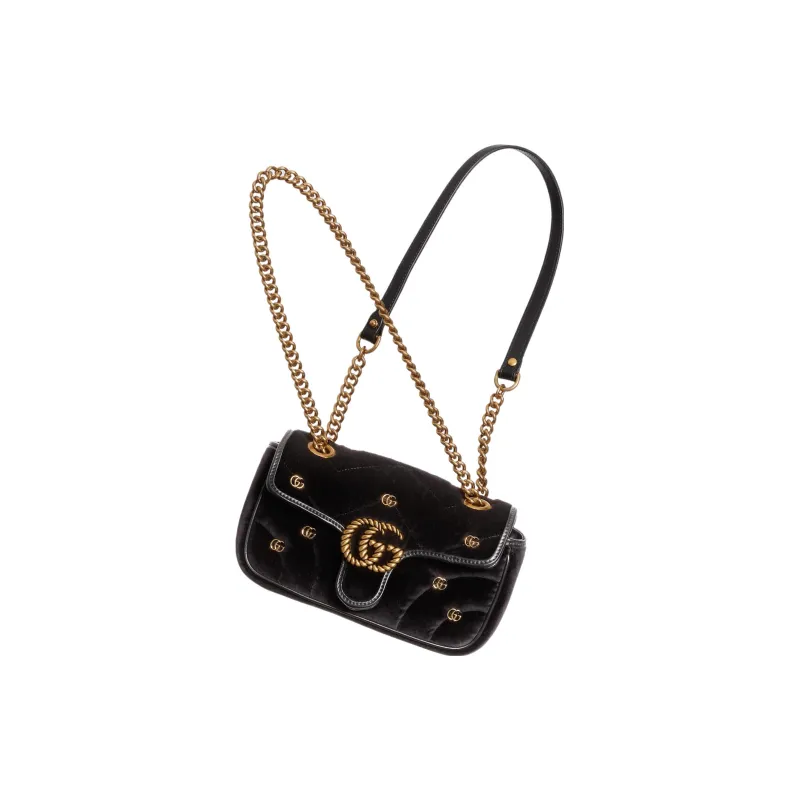 GUCCI GG Marmont Velvet Crossbody Bag Shoulder Bag Women's Black-1