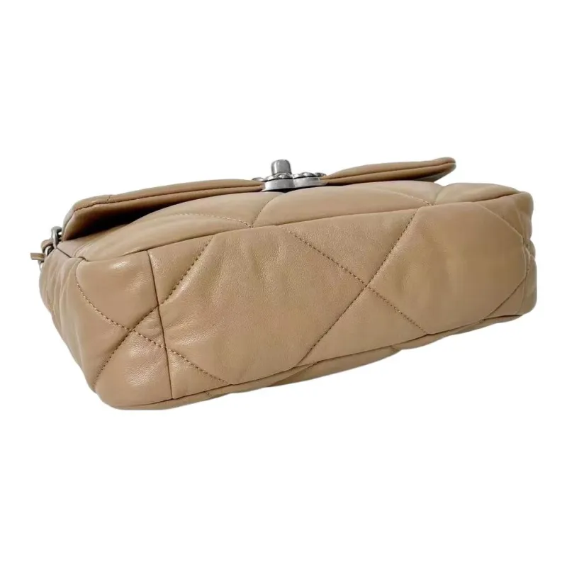 CHANEL 19Bag Sheepskin Flap Bag Handbag, Shoulder Bag, Crossbody Bag Trumpets Women's Beige Brown-5