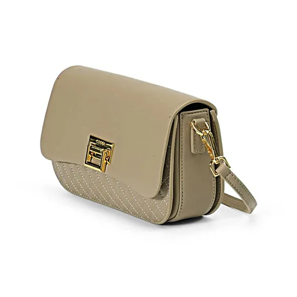 COOGI Cow Leather Shoulder Bag, Crossbody Bag Medium Size Women's Black/Ecru/Khaki-13