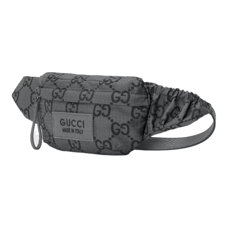 GUCCI Recycled Polyester Fanny Pack Large Size Men's Gray & Black-1