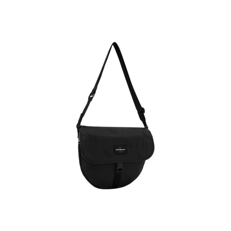 CALVIN KLEIN Fabric Saddle Bag Shoulder Bag Crossbody Bag Large Size Men's Black-1