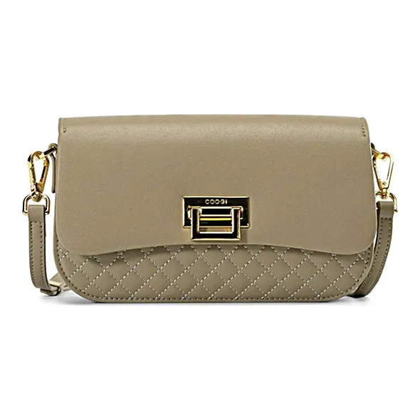 COOGI Cow Leather Shoulder Bag, Crossbody Bag Medium Size Women's Black/Ecru/Khaki-12