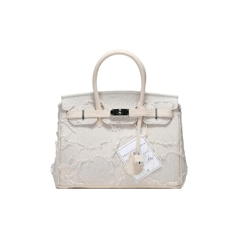 Emotional World Canvas With Polyester Canvas Bag Handbags Large Size Women's White/Pink/Black-0