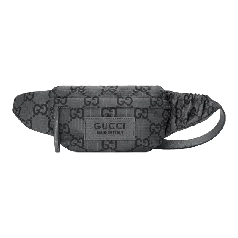 GUCCI Recycled Polyester Fanny Pack Large Size Men's Gray & Black-0