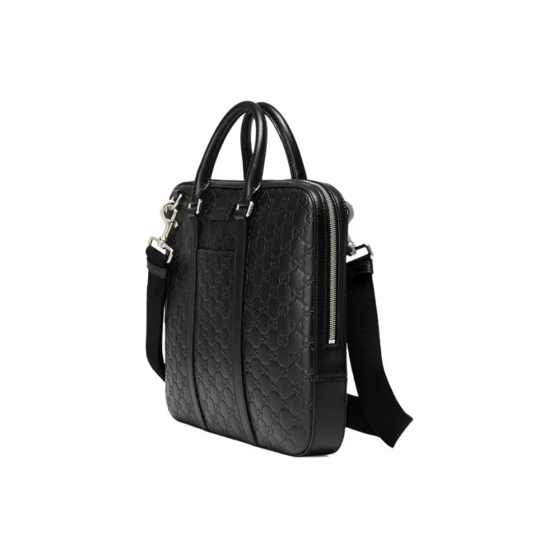 GUCCI Cow Leather Briefcase Shoulder Bag Crossbody Bag Handbag Men's Black-1