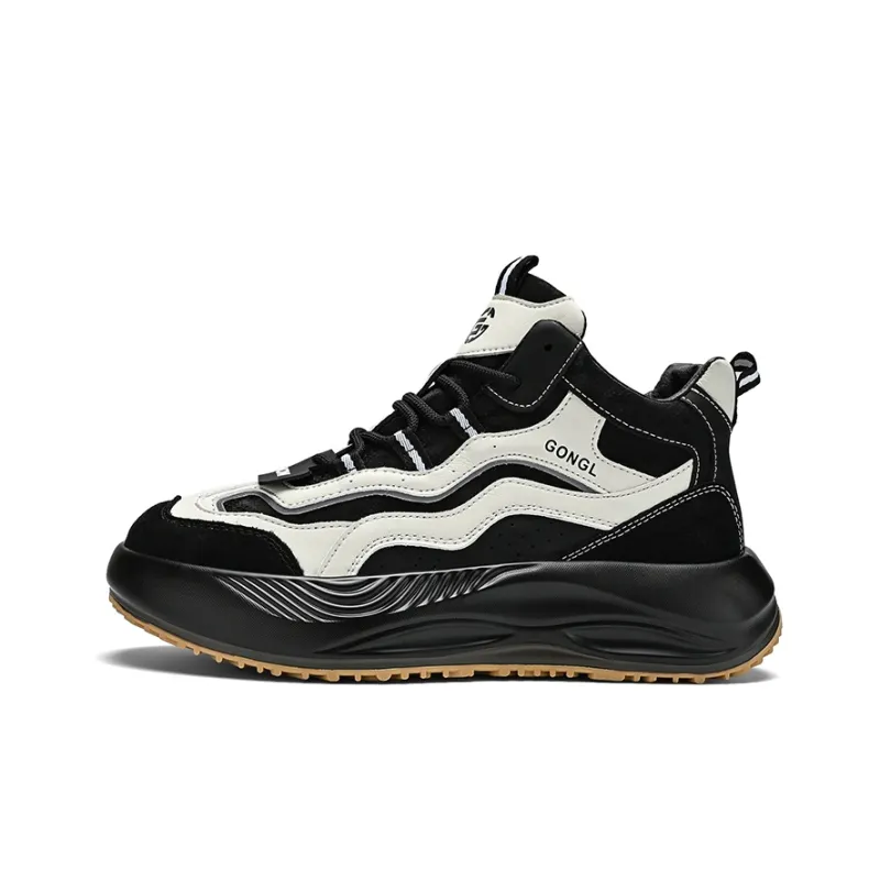 GONGLANGSHIJIA Cushioning Height Increasing Lightweight Mid Top Chunky Sneakers Men's-7