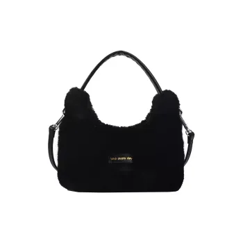 PINK·LAND Plush Handbag Women's Black/Khaki/Purple/White/Pink/Light Coffee