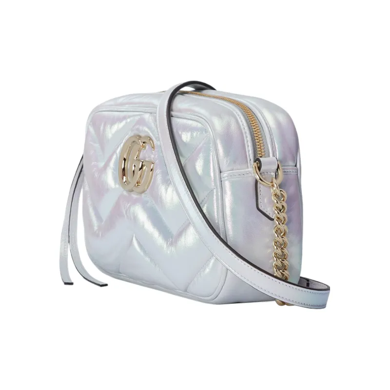 GUCCI GG Marmont Leather Crossbody Bag, Shoulder Bag Women's Blue Rainbow-1