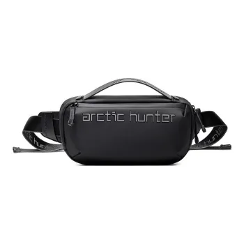 ARCTIC HUNTER Oxford Polyester Water Repellent Sling Bag, Fanny Pack Medium Size Men's Black
