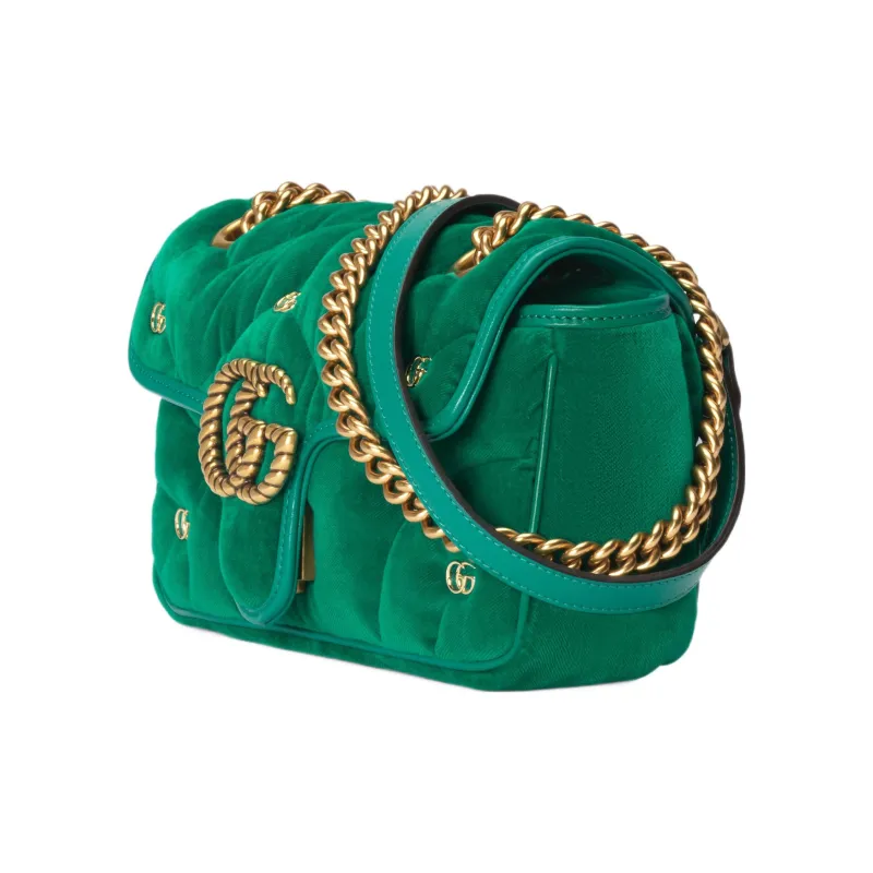 GUCCI GG Marmont Velvet Crossbody Bag Shoulder Bag Women's Green-1