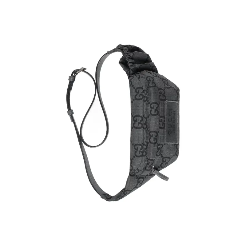GUCCI Recycled Polyester Fanny Pack Large Size Men's Gray & Black-4