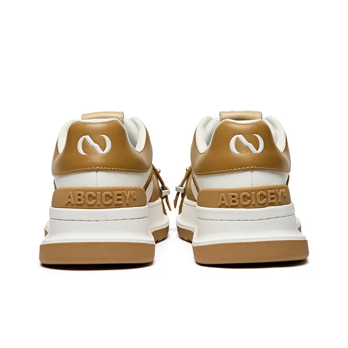 ABCICEY Low Top Skateboard Shoes Unisex White Mocha-3