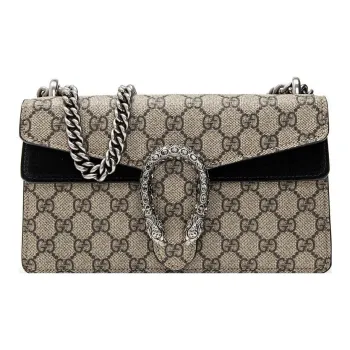 GUCCI Dionysus Small GG Shoulder Bag Beige/Ebony