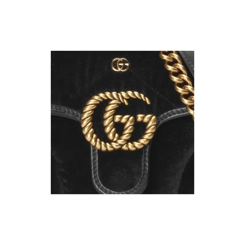 GUCCI GG Marmont Velvet Crossbody Bag Shoulder Bag Women's Black-8