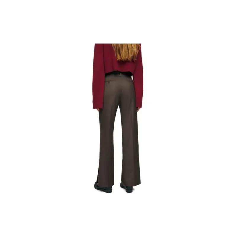 REFORMATION Adrian Wool Pant Business Suit Pants Women's Brown/Brown-1