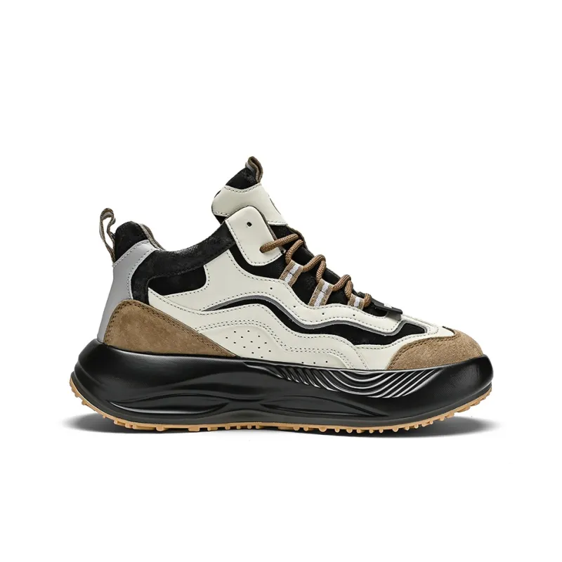 GONGLANGSHIJIA Cushioning Height Increasing Lightweight Mid Top Chunky Sneakers Men's-2