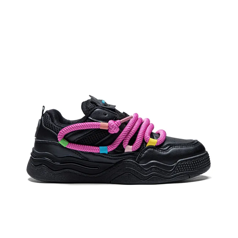 Warrior Warrior Low-Top Skateboard Shoes Women's Black Pinkish-1