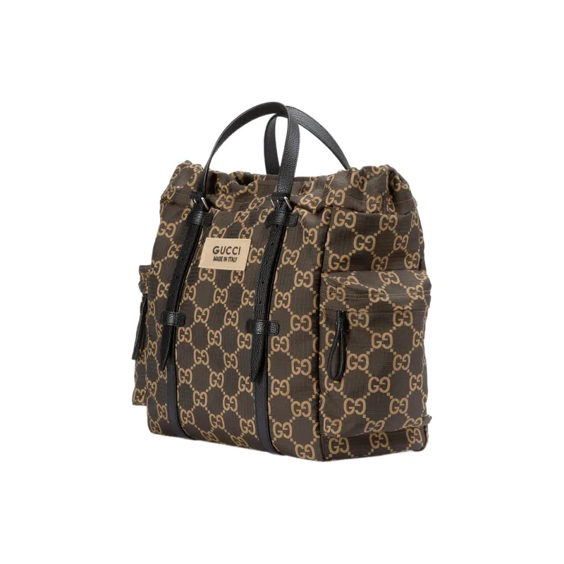 GUCCI Recycled Polyester Tote Bag Shopping Bag Handbag Medium Size Men's Ebony & Beige-1