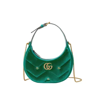 GUCCI GG Marmont Velvet Handbag Shoulder Bag Women's Green
