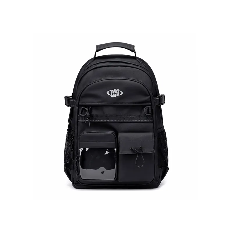 WINNER Polyester With Leather Backpack Regular Unisex White/Black/Pink/Sky Blue-9